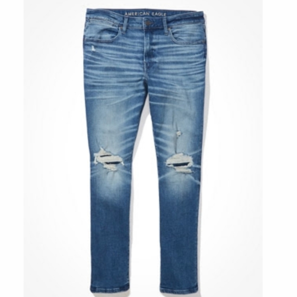 AMERICAN EAGLE AIRFLEX+PATCHED MOVE FREE SLIM JEAN